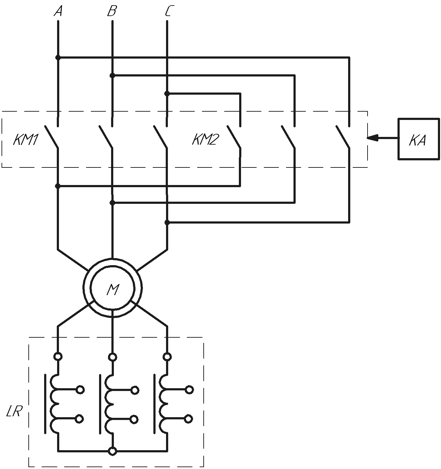 Схема электропривода с дросселем пусковым ДПД