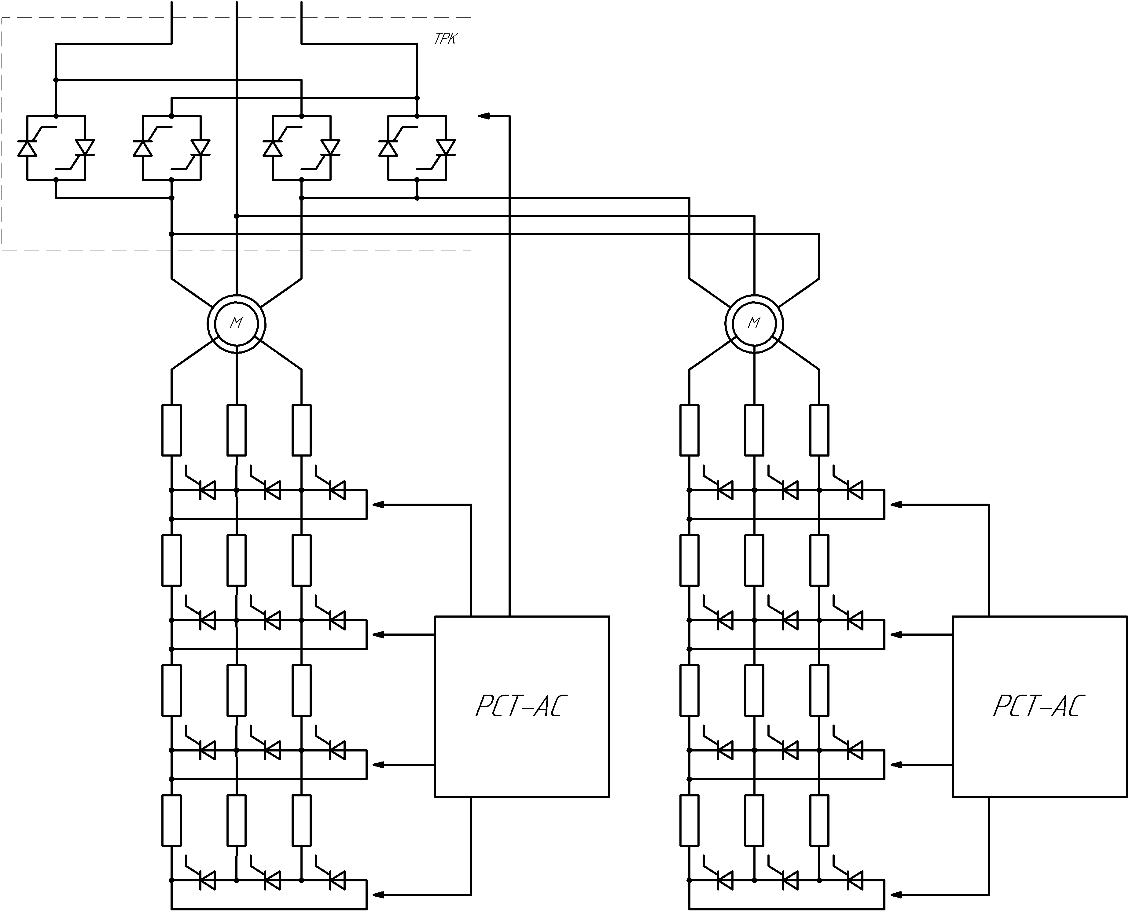 Схема функциональная тиристорной крановой панели механизма передвижения